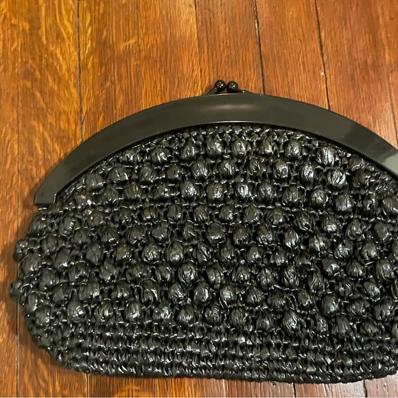 Black raffia vintage clutch - Picture 8 of 10